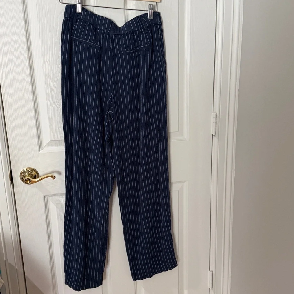 a new day Dark Blue Pinstripe Pants linen size 6 - Picture 4 of 4